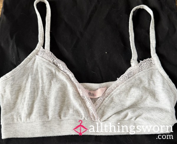 Sta**i’s Cropped Lace Bralette Sleepwear- Pink & Grey 💋