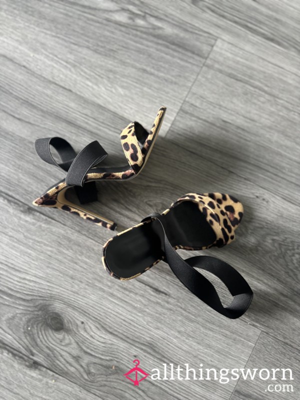 Step Into My Leopard Print Heels – Size 6 UK, Ankle Strap, Ready To Worship Me 🖤💋👠