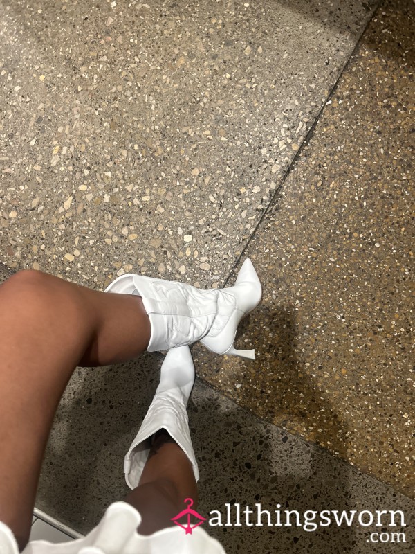Steve Madden White Cowgirl Boots.. Well-worn