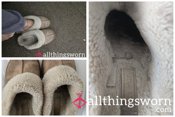 Still In Use Dirty >stinking Loved Fur Tan Slippers