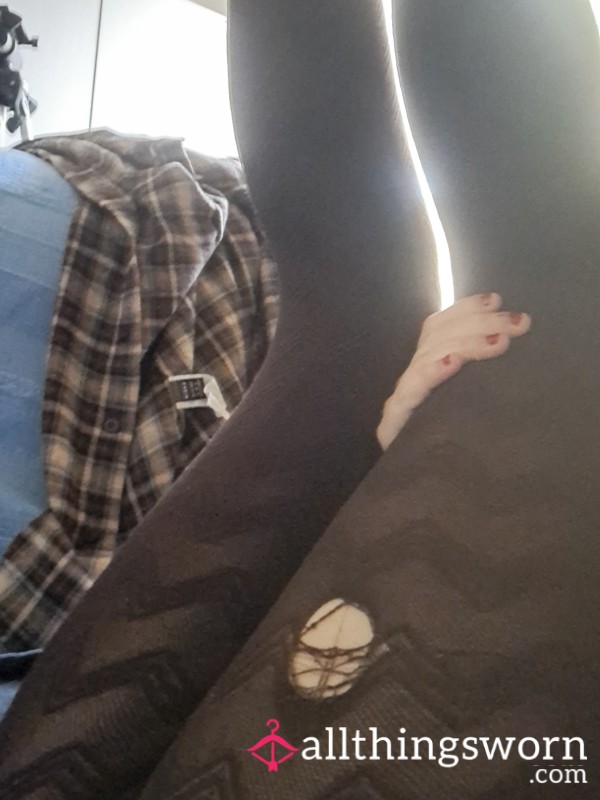 STINKY 50 Denier Brown Patterned Pantyhose/Collant 5 DAYS WORN