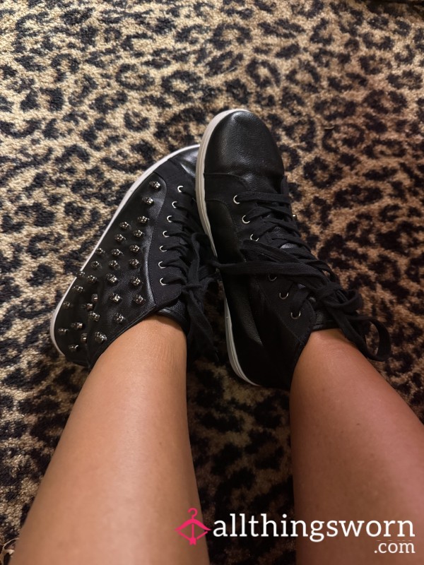 Stinky Black Sneakers Used Shoes Faux Leather