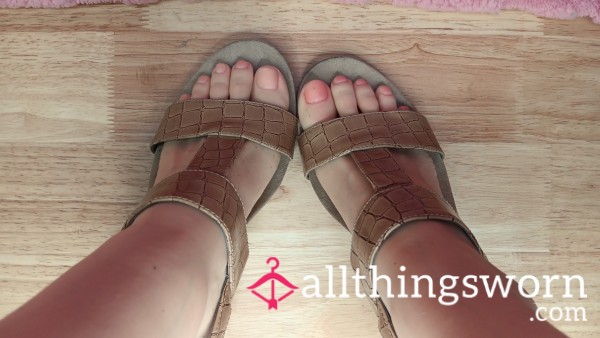 Feet Kissed Smelly Cork Wedges With Toe Imprints Worn By TS Dani Tempest