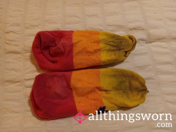 SOLD! Stinky Tropical Socks (4 Days Wear! Smells Like Corn Chips) Worn By Tgirl Dani Tempest