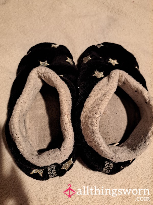 Stinky Fuzzy Goth Slippers