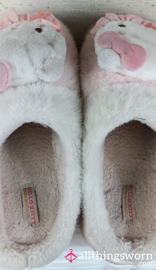 SOLD! Stinky Hello Kitty Winter Slippers (Two Years Wear!) Worn By Tgirl Dani Tempest