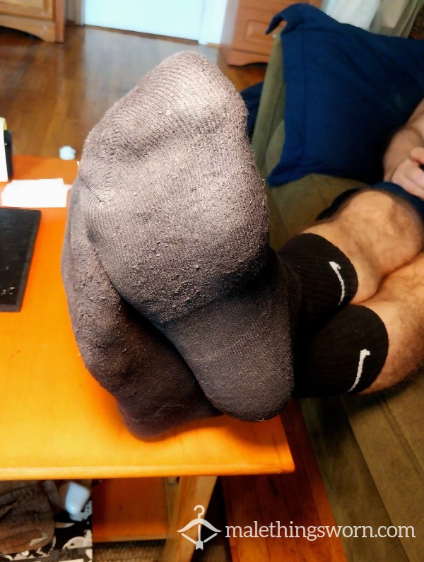 Stinky Rank Nike Crew Socks -black  Well Worn Intoxicating Man Musk Filled And Ready To Ship!(Black Sz 10)