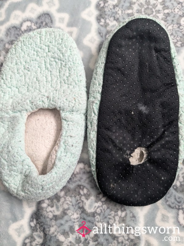Stinky Old Mint Green Slippers