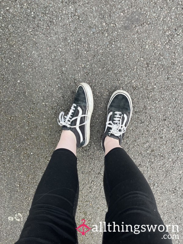 Stinky Old Well Worn Black & White Vans