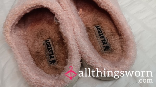 Stinky Playboy Fuzzy Slippers (Look How Sweaty!) Worn By Tgirl Dani Tempest