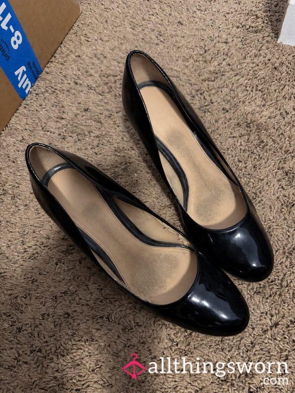 Patent Stinky, Sweaty Black Work Heels 🥵