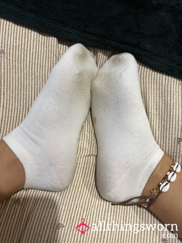 Stinky Sweaty White Ankle Socks 🔥