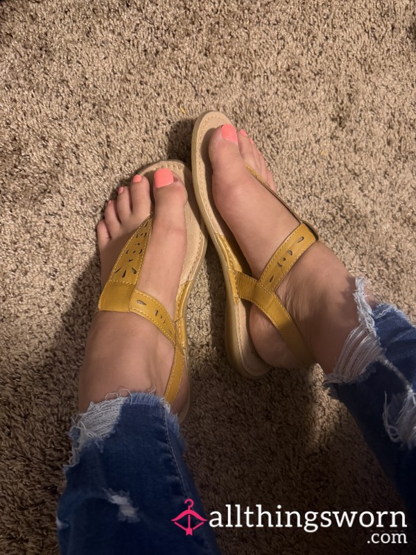 Stinky, Very Worn Tan Sandals