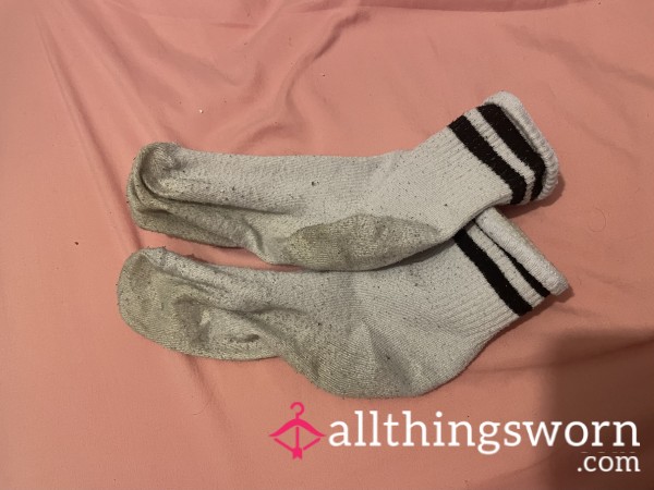 Stinky Well Worn White Socks