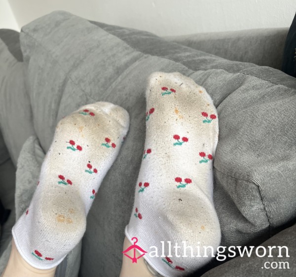 Stinky White Cherry Socks *48hr Wear*