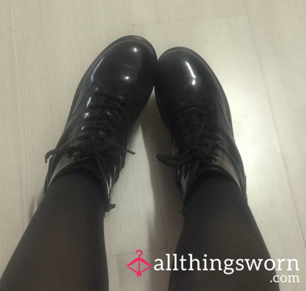 Worn Black Patent Boots – S**y, Shiny & Full Of My Scent