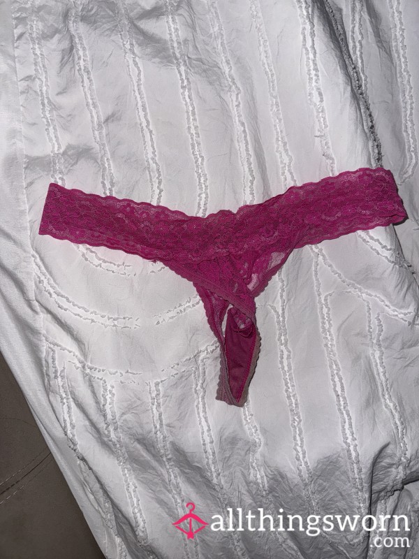 Straight From The Gym Pink Laced Thong!