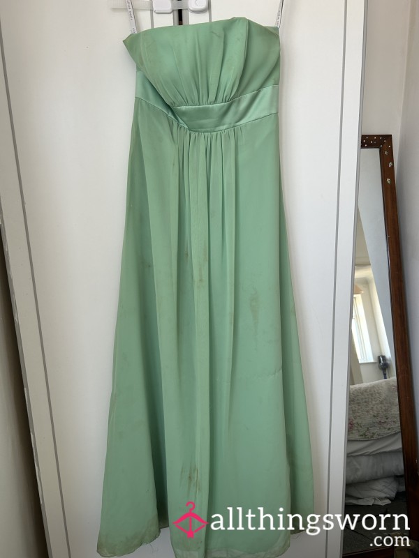 Strapless Green Bridesmaid Dress UK 12