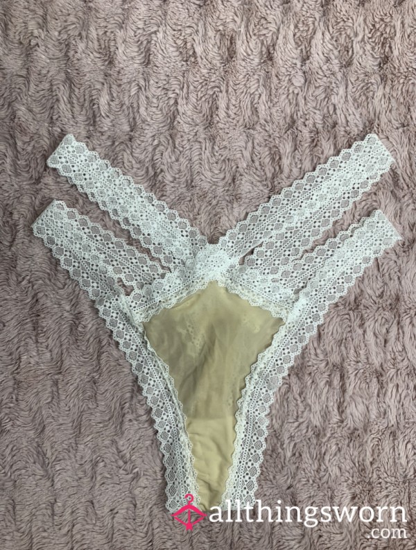 Strappy Beige Lace Thong