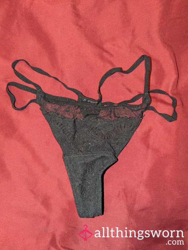 Strappy Black Lace Thong