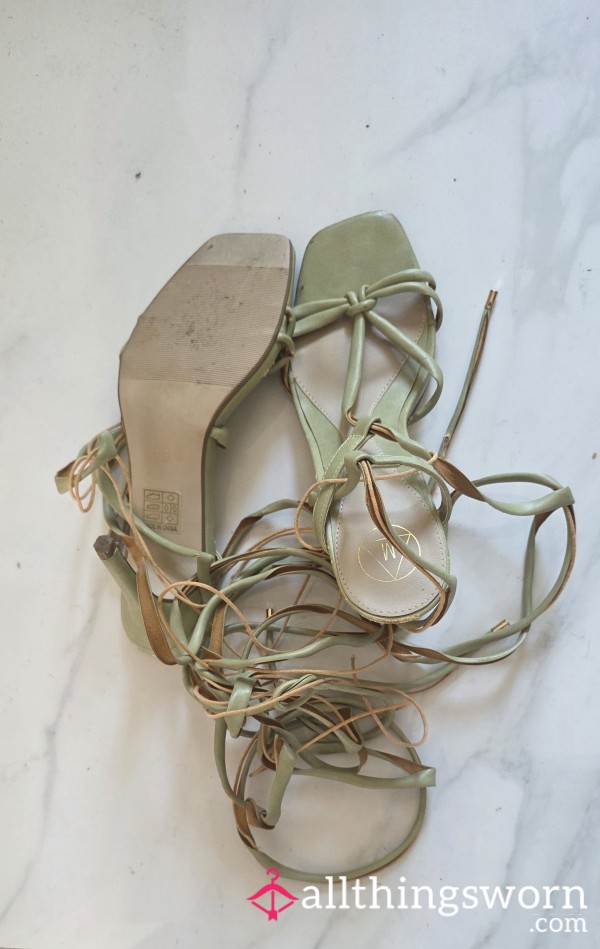 Strappy Green Heels 👠 Trashy Laced Straps