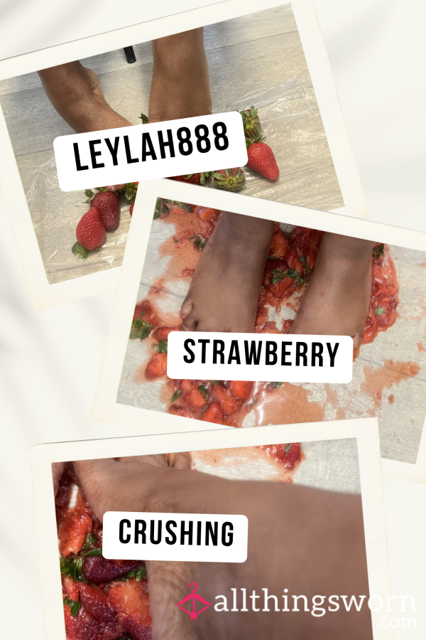 Strawberry Crushing With My Feet And Toes