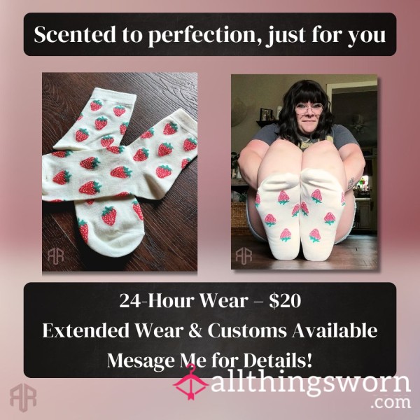 Worn Strawberry Socks – 24HR Sweet Scent From My Juicy Toes