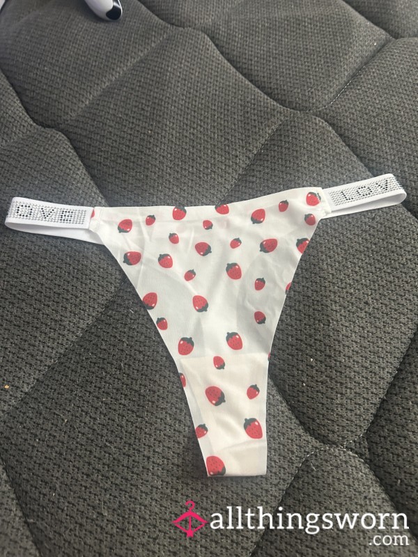 Strawberry White Thong