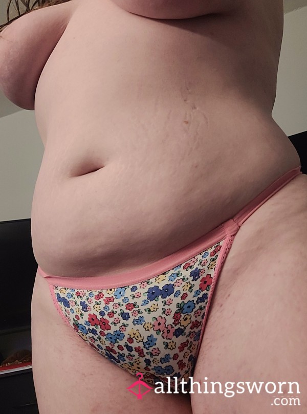 Stretched Thin & Well-Worn Flowered Thong - String Thong