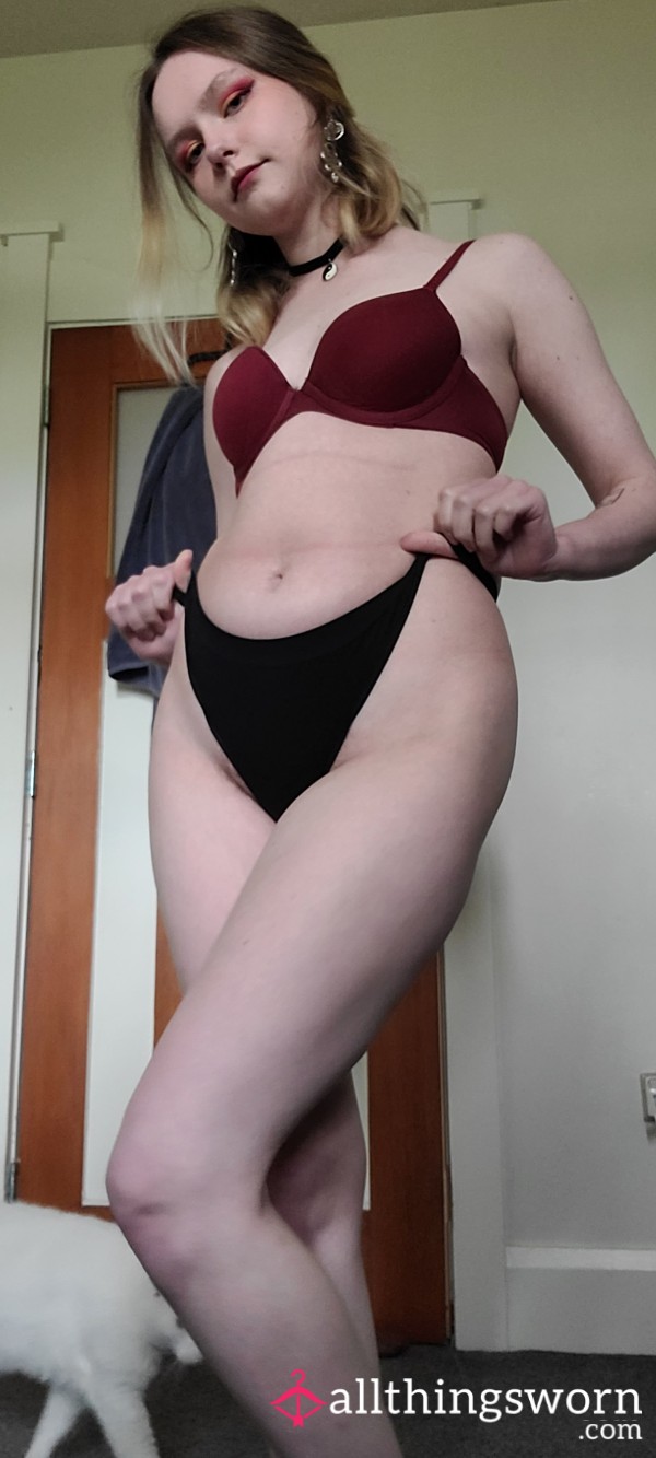 Stretchy Seamless Nylon Thong Black