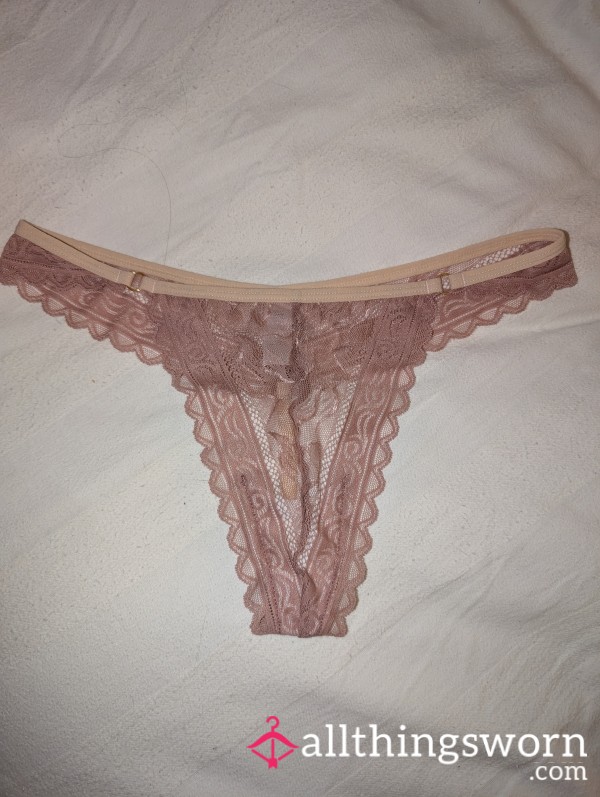 String Back Nude Lace Thong