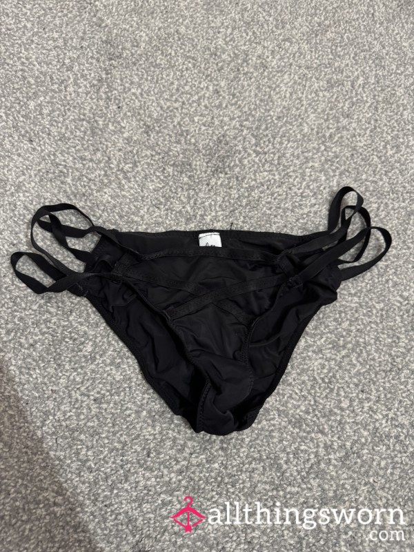 String Sides Black Panties