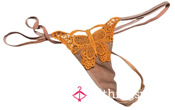 Stringy Orange Bu*terfly Thong 🦋🥰