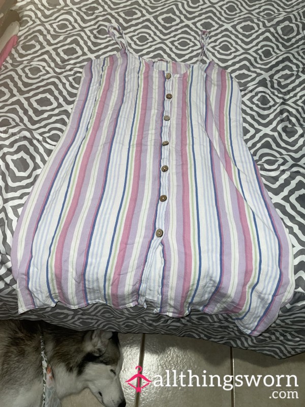 Night Gown Dress-Color Stripes