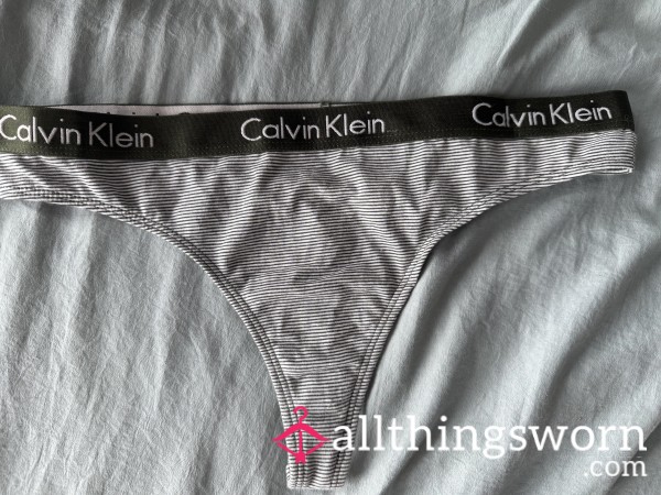 Striped CK Thong 🩲 M - Dark Green And White