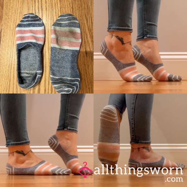 Striped, No Show Socks Worn For 2 Days In My Favorite Stinky Shoes!