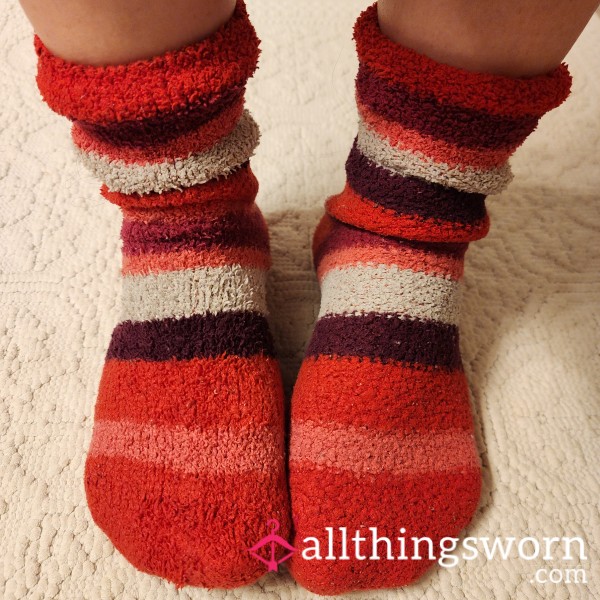 Striped Red Slouchy Cozy Socks