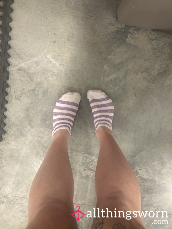 Striped & Sweet 🧦💜 Who Wants To Be At My Feet?