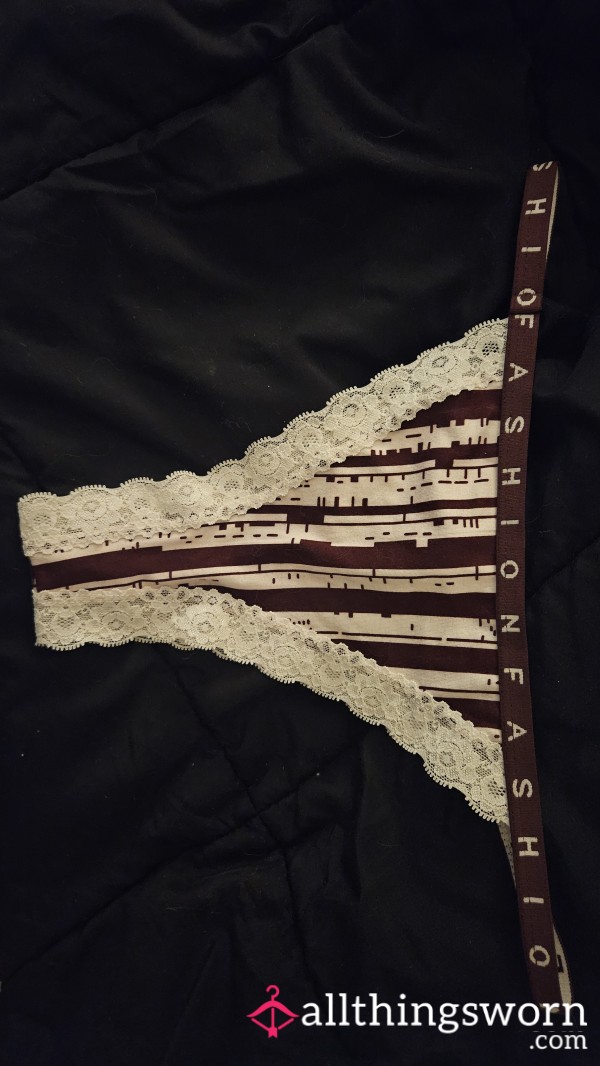 Cream/brown Striped V Cut Panty