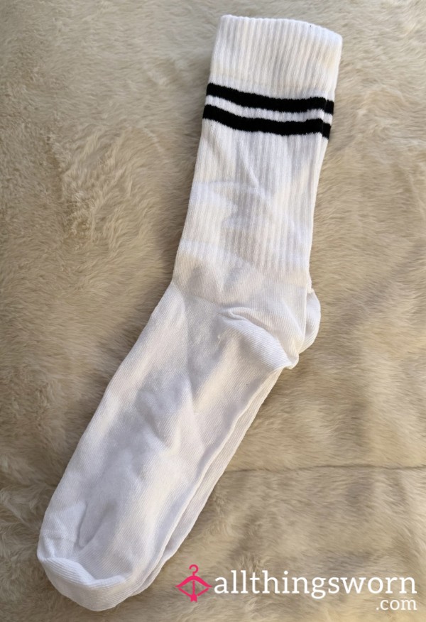 Striped White Calf Socks 🧦
