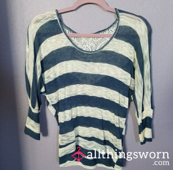 Stripped Knitted Top With Lace Back