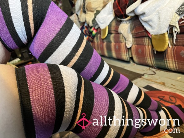 Stripped, Thigh Length Socks.