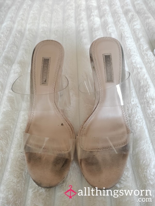 Trashed Clear Heels