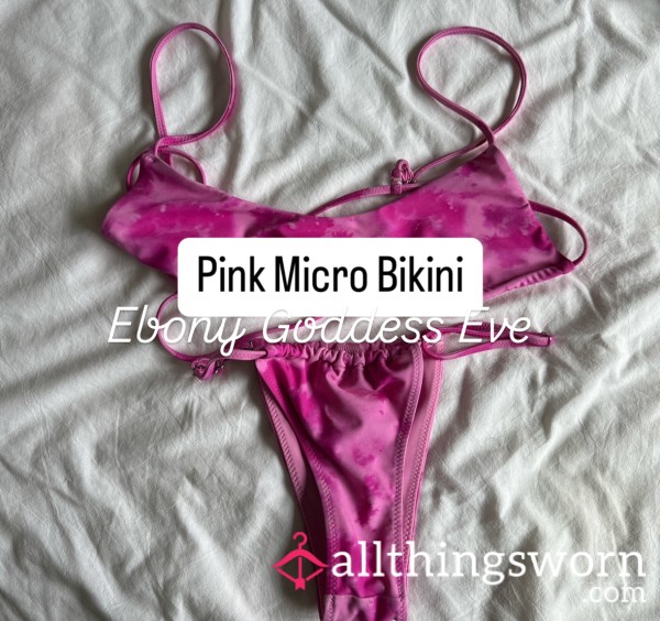 ✅ SOLD STRIPPER Micro Pink Thong Bikini From Ebony Goddess Eve 🫦