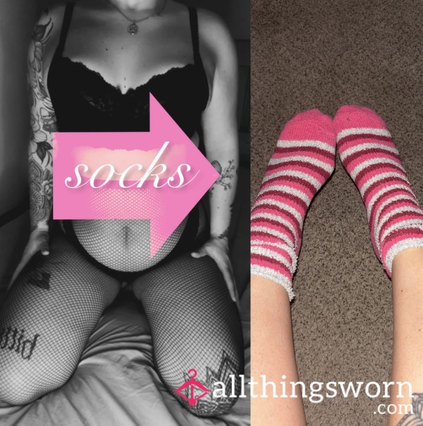 🎀 Stripy Old Pink Socks 🎀