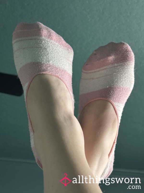 Stripy Pink Sneaker Socks