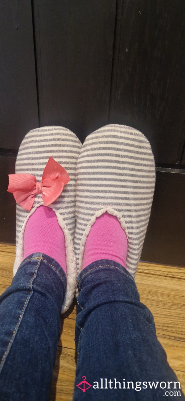Stripy Slippers Well Worn