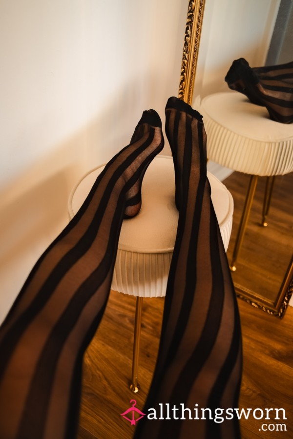 Stripy Stockings, 48hr Wear + Pics 🖤