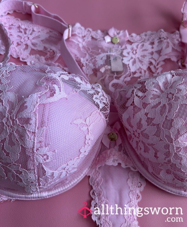 Stunning Pink Boux 38e Bra And 14 Thong