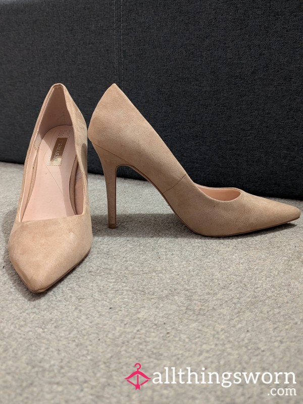 Suede Beige Heels